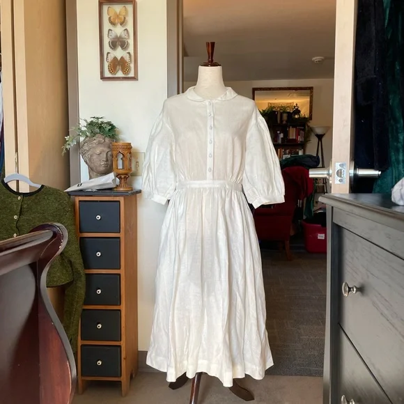 Little Women Atelier Meg Dress 3/4 Length Sleeve in White - Picture 8 of 15